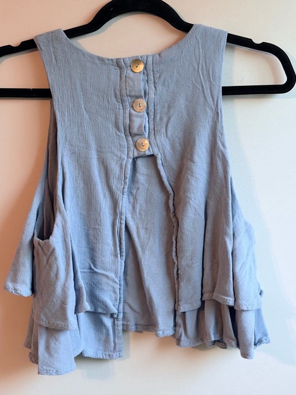 Hommage Los Angeles Blue Tiered Ruffle Tank Blouse Size Large - Picture 2 of 8